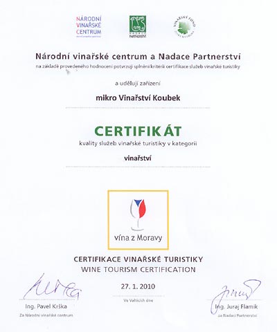 Certifikace vinařské turistiky
